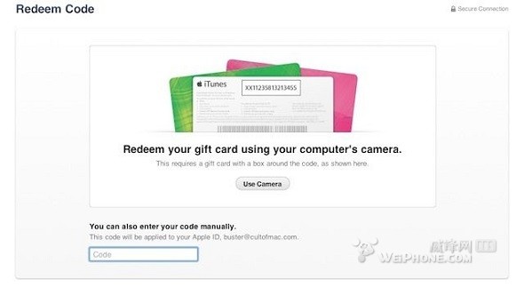 iTunes11攝像頭可識別禮品卡 &nbsp