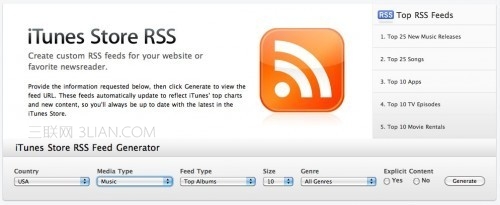 iTunes Store RSS 源生成器 &nbsp