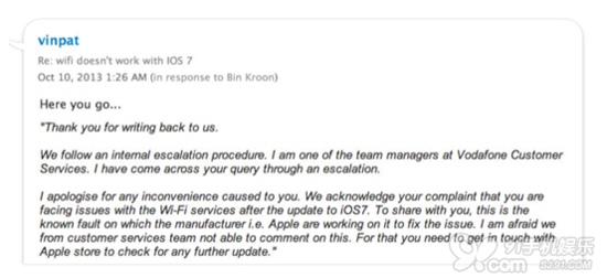 部分用戶升級iOS7後4S出現WiFi連接問題  &nbsp