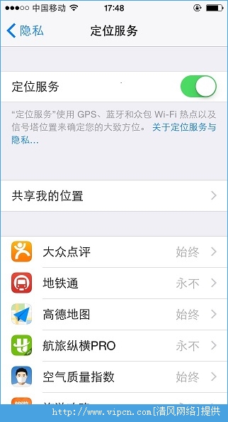 iOS8更人性化的App定位服務選項 &nbsp