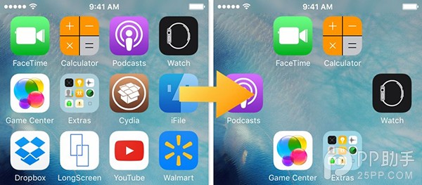 iOS9.3.1如何在應用間建立空白位置  