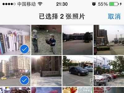 進入“相機膠卷”選定一張或多張照片 進入“相機膠卷”選定一張或多張照片