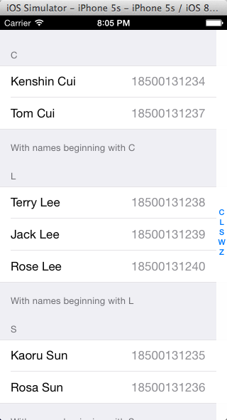UITableViewIndex UITableViewIndex