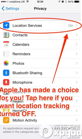 ios8如何關閉默認追蹤功能?