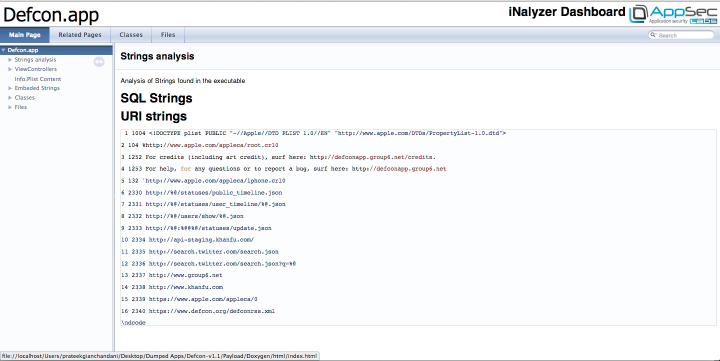 使用iNalyzer進行靜態分析