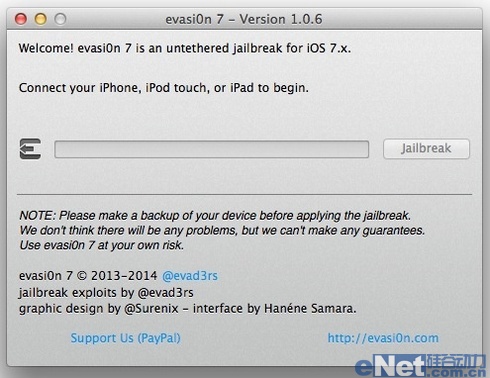 Evasi0n7 1.0.6完美越獄工具下載 Evasi0n7 1.0.6完美越獄工具下載