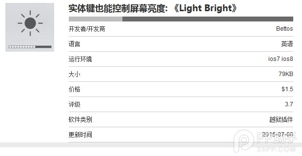 iOS8.4越獄插件Light Bright 用實體鍵調節亮度
