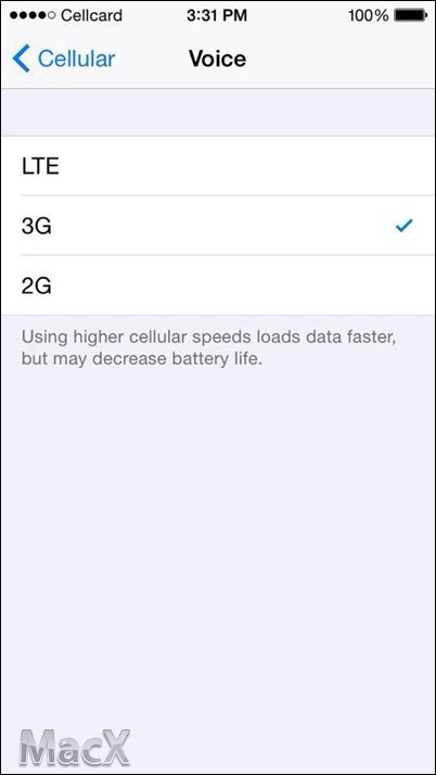 iOS8.1讓用戶自行選擇切換2G 3G 4G網絡