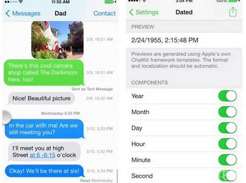 Dated顯示iMessage短信應用時間戳詳情