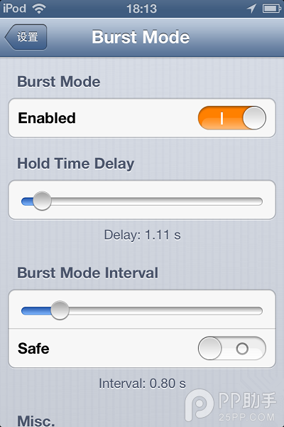 沒有升級ios7.0.3嗎?ios6.1.3/6.1.4/ios5連拍模式設置